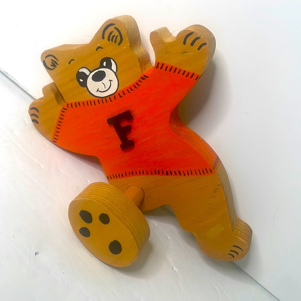 Handmade Wooden Bear Letter F Wall Hanger